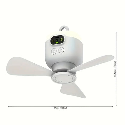 Portable Ceiling Fans 8000Mah Outdoor Camping Fan Tent Ventilator Cooler Rechargeable Electric Fan Remote Control LED Lighting