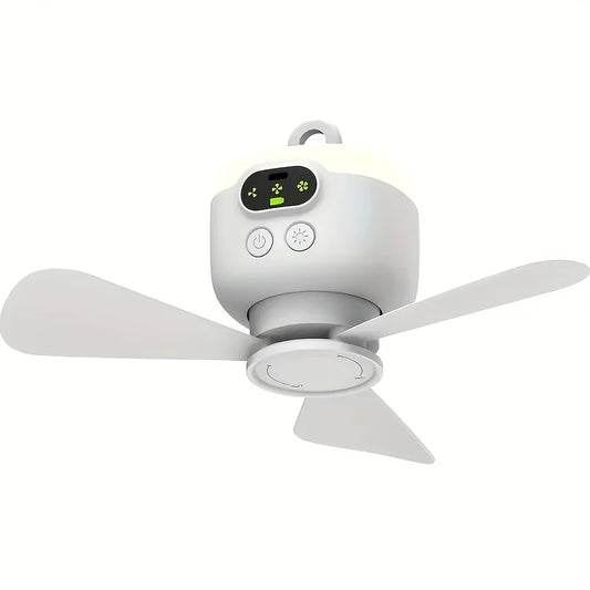 Portable Ceiling Fans 8000Mah Outdoor Camping Fan Tent Ventilator Cooler Rechargeable Electric Fan Remote Control LED Lighting