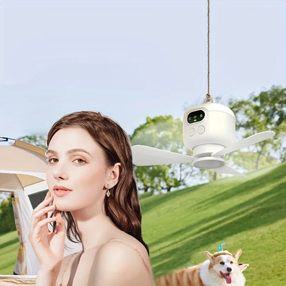 Portable Ceiling Fans 8000Mah Outdoor Camping Fan Tent Ventilator Cooler Rechargeable Electric Fan Remote Control LED Lighting